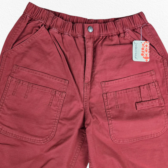 Free People Red Brick Cowboy Utility High Rise Straight Leg Cargo Pants Size XS - Picture 3 of 11